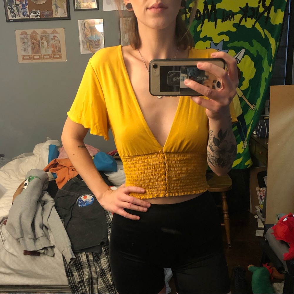 Yellow forever 21 crop top